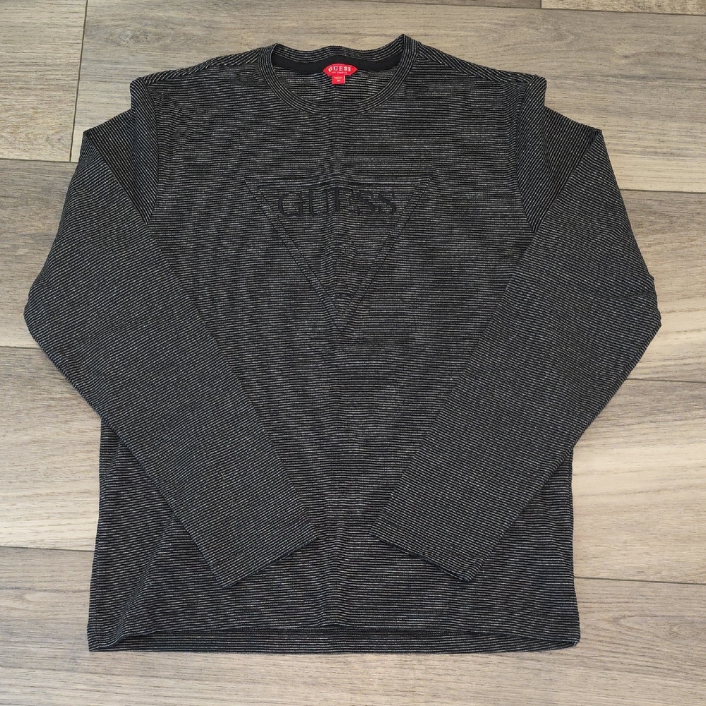 Guess Black Crewneck Sweater with Embossed Design
